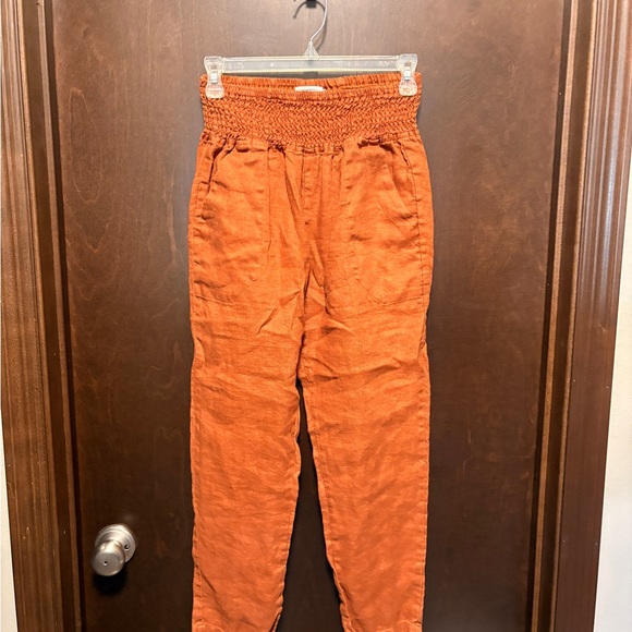 Emme Pants - Rust Orange Smocked Waist Pants maternity pants emme mama